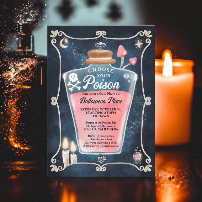Fun Gothic pink Gift Halloween Girls Nacht out Einladung (Fun Gothic pink Poison Halloween Girls night out Invitation)