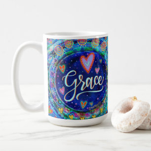 Fun Grace Whimsical Girly Blue Inspirational Kaffeetasse