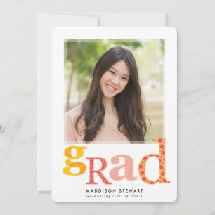 FUN GRAD chic Foto Moderne Typografie rosa gelb Einladung