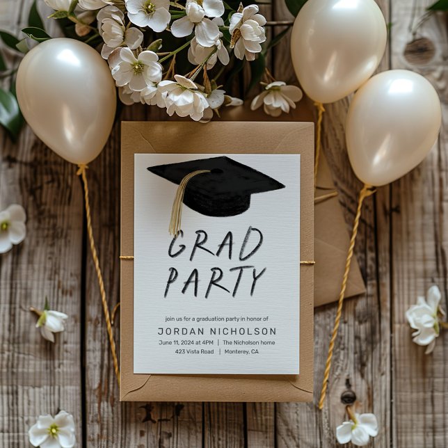 Fun "Grad Party" Moderne Graduierungspauschale Einladung (Von Creator hochgeladen)