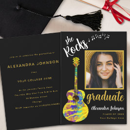 Fun Graduate Foto Gold Script Graduation Party Einladung