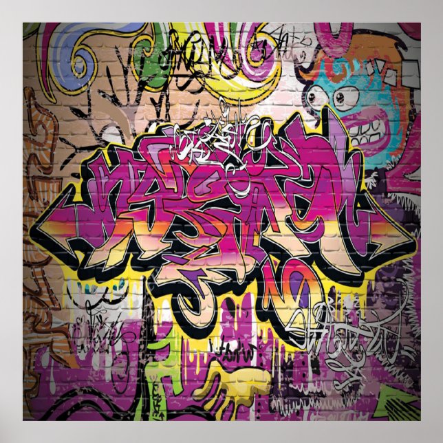 Fun Graffiti Wortart Wohngestaltung Poster (Vorne)