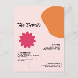 Fun Graphic Design Wedding Details Enclosure Card Begleitkarte