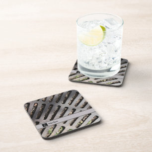Fun Gray Heavy Metal Grate Look Monogram Getränkeuntersetzer