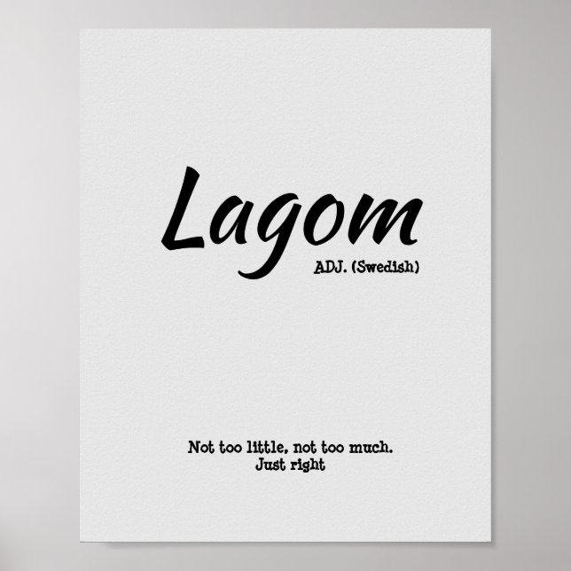Fun Gray Swedish Lagom Definition Poster (Vorne)