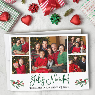 Fun Green Calligraphy 5 Foto Feliz Navidad Feiertagskarte