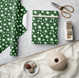 Fun Green Christmas Leopard Print Geschenkpapier