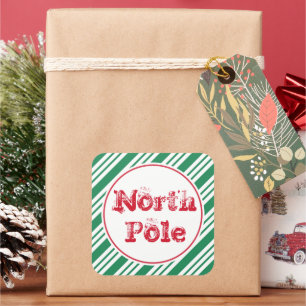 Fun Green Christmas North Pole Geschenk Aufkleber