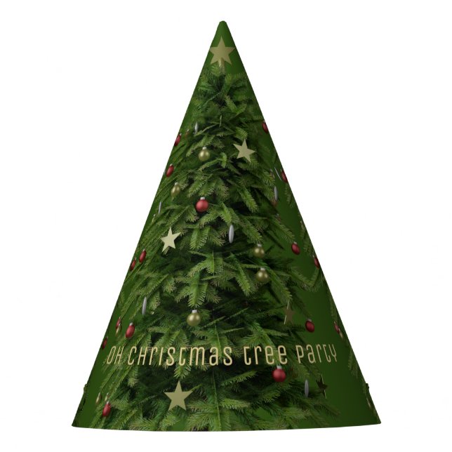 Fun Green Christmas Tree Paper Party Hat Partyhütchen (Vorderseite)