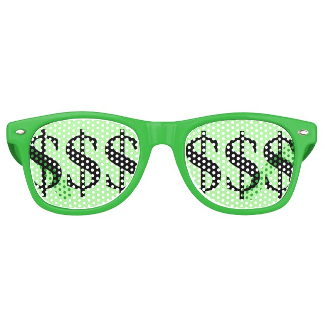 Fun Green Dollar Sign Party Sonnenbrille (Vorderseite)