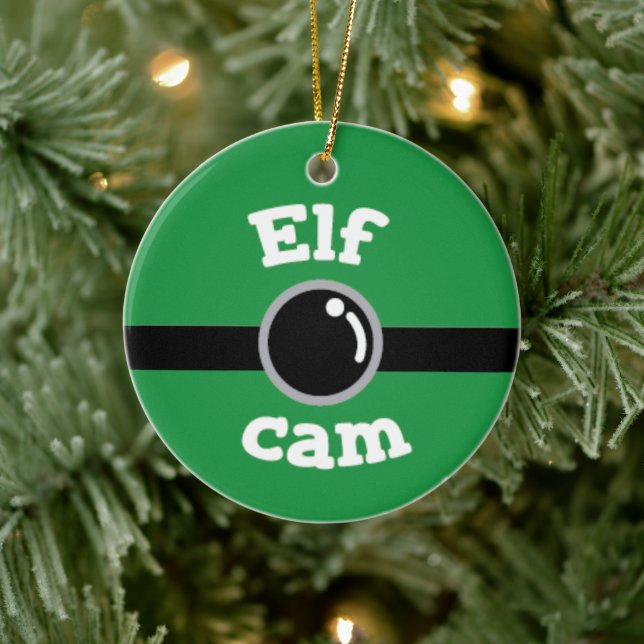 Fun Green Elf Weihnachtsbaum Keramik Ornament (Baum)