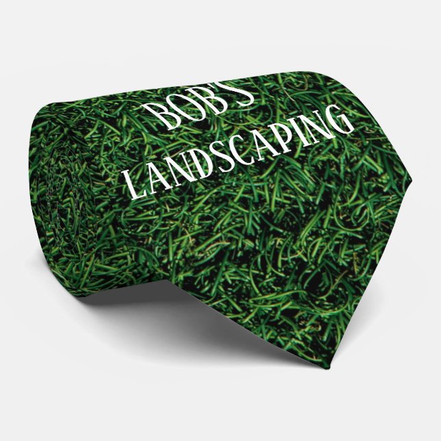 Fun Green Grass Landscaping Business Krawatte (Gerollt)