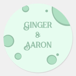 Fun Green Groovy Circles Retro Hochzeit Runder Aufkleber