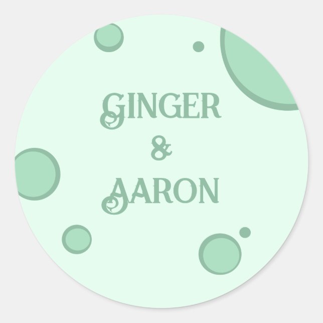 Fun Green Groovy Circles Retro Hochzeit Runder Aufkleber (Vorderseite)