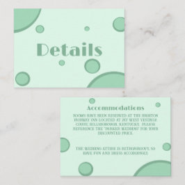 Fun Green Groovy Retro Hochzeitsdetails Begleitkarte