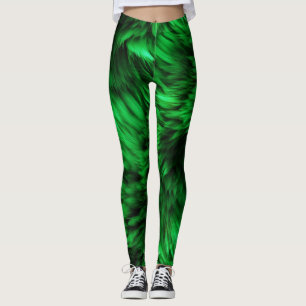 Fun Green Imitats Monster-Pelzstruktur Leggings