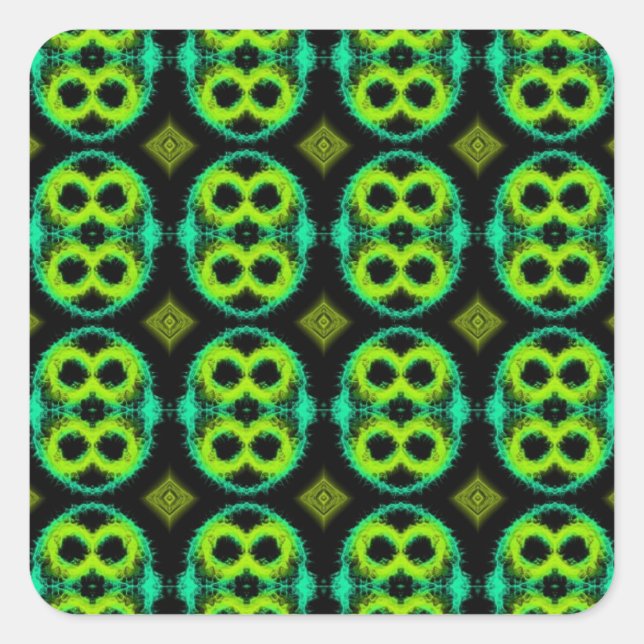 Fun Green Kariert Quadratischer Aufkleber (Vorderseite)