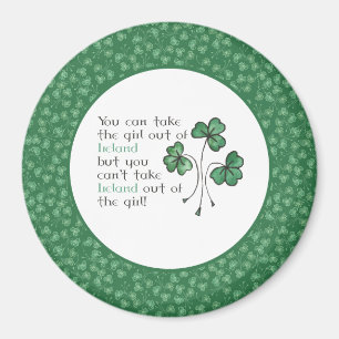 Fun Green Kleeblatts Irish Girl Large Round Magnet