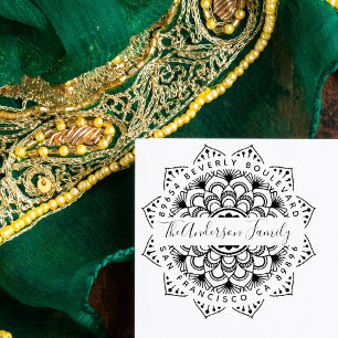 Fun Green Mandala Familienname Rücksendeadresse Permastempel