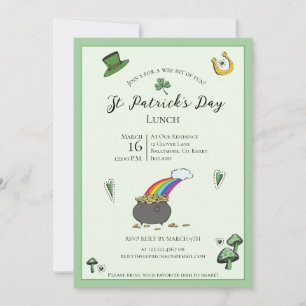 Fun Green St Patricks Day Irish Segen Mittagessen Einladung
