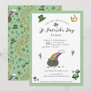 Fun Green St Patricks Day Irish Segen Mittagessen Einladung
