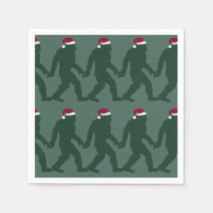 Fun Green Tonal Bigfoot Weihnachten Serviette