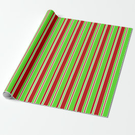Fun Green, White, Red Christmas Style Lines Geschenkpapier