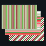 Fun Green, White, Red Christmas Style Muster Geschenkpapier Set<br><div class="desc">Diese lustigen Weihnachtsdesigns sind mit rot,  weiß und grün inspiriert Streifen versehen. Feierliche Verpackungsblätter wie diese können zum Umhüllen von Geschenken verwendet werden,  die zum Weihnachtsfeiern gegeben werden.</div>