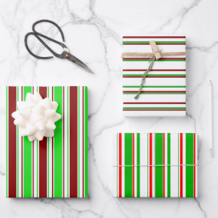 Fun Green, White, Red Christmas Themed Patterns Geschenkpapier Set