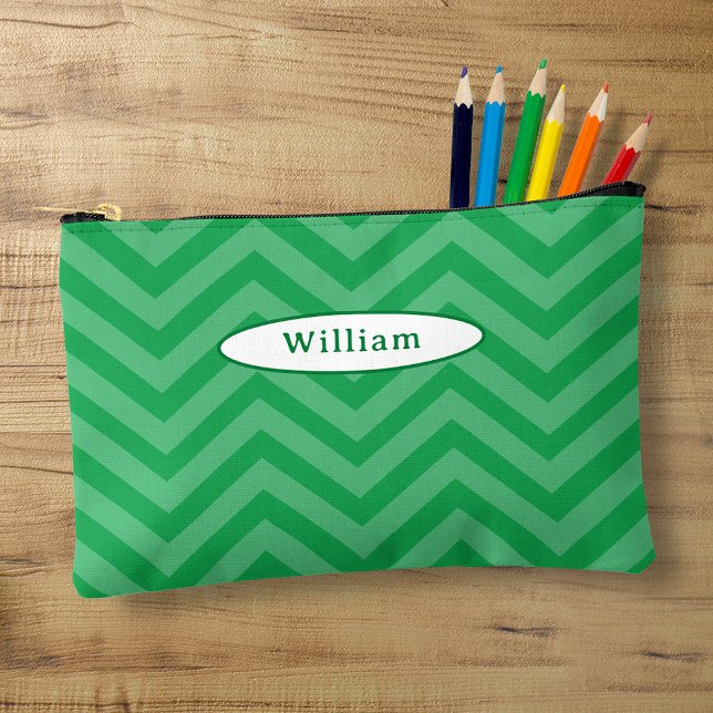 Fun Green Zickzack Pattern Pencil Case Zubehörtasche (Von Creator hochgeladen)