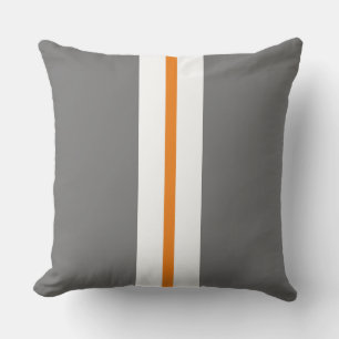 Fun Grey Slim Bright Orange White Racing Streifen Kissen