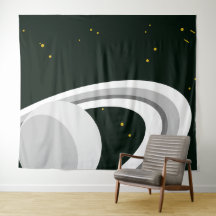 Fun Grey White Saturn Planet Rings Stars Space