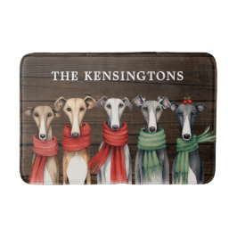 Fun Greyhound Hunde in Winterskarven Badematte