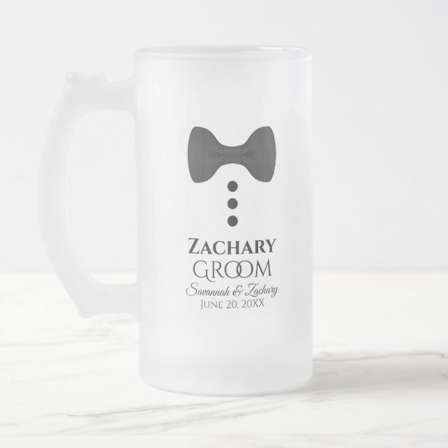 Fun Groom Black Krawatte Tuxedo Mattiert Bier Tass Mattglas Bierglas (Links)