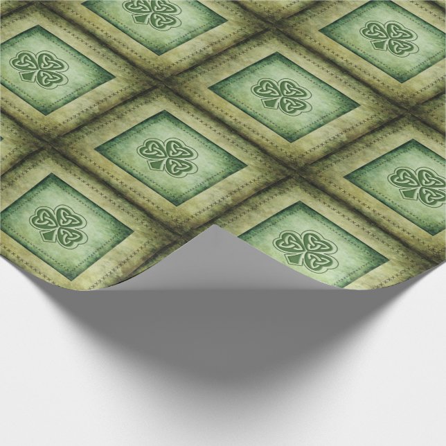 Fun grundirisches Glücksspiel-Kleeblatt Geschenkpapier (Ecke)