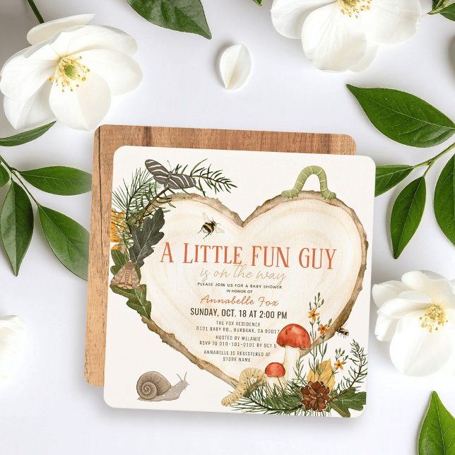 Fun Guy Wood Slice Mushroom Boy Baby Shower Einladung (Von Creator hochgeladen)