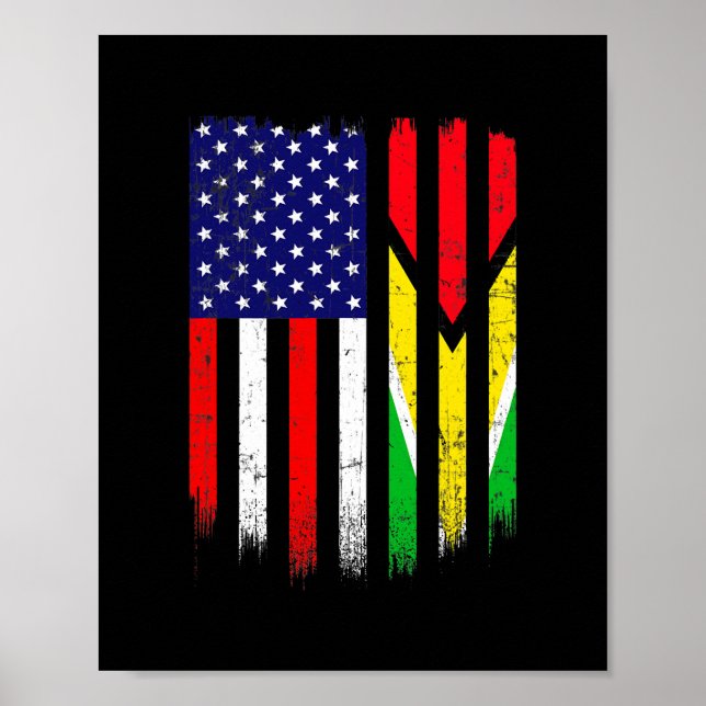 Fun Guyana Flag Amerikanische Flagge Männer Frauen Poster (Vorne)