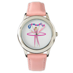 Fun Gymnastics Text mit Pink Hula Hoopgirl Armbanduhr