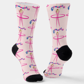 Fun Gymnastics text Pink hula hoop girl Socken