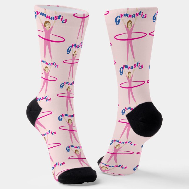 Fun Gymnastics text Pink hula hoop girl Socken (Gewinkelt)