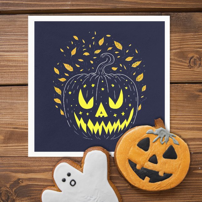Fun Halloween Black Kürbislaterne Spooky Pumpkin Serviette (Von Creator hochgeladen)
