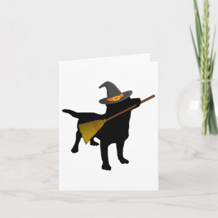 Fun Halloween Black Lab Hund Niedlich Hexenhut Bro Karte