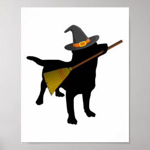 Fun Halloween Black Lab Hund Niedlich Hexenhut Bro Poster