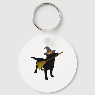 Fun Halloween Black Lab Hund Niedlich Hexenhut Bro Schlüsselanhänger