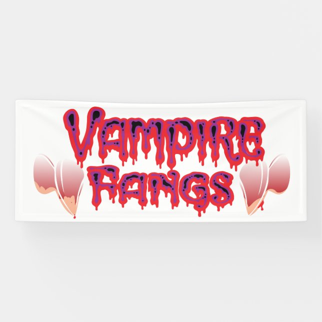 Fun Halloween Bloody Vampire Fangs Banner (Horizontal)