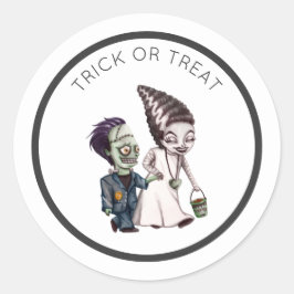 Fun Halloween Bride & Groom Trick-oder-Leckerei St Runder Aufkleber