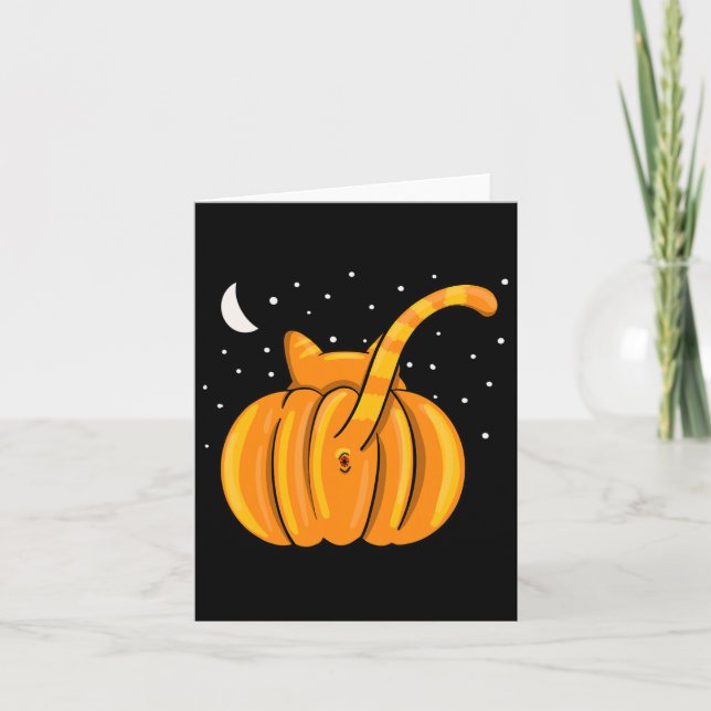 Fun Halloween Cat Hintern Pumpkin Orange Tab Karte (Vorderseite)