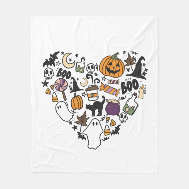 Fun Halloween Designs Halloween Herz Fleecedecke (Vorderseite)