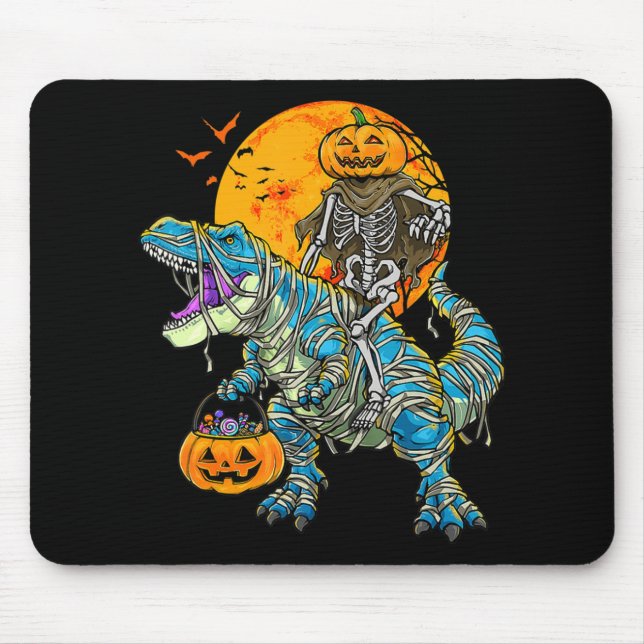Fun Halloween Dinosaur T Rex Mummy Pumpkin Candy S Mousepad (Vorne)