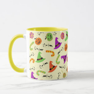 Fun Halloween Gemustert Gelbe Hintergrund Tasse